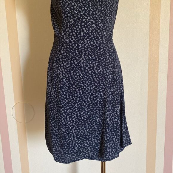 Brandy Melville Navy Blue Floral Robbie Tie Wrap Dress - Picture 5 of 13